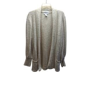 Vintage Women Sideffects Sweater Y2K Puff Sleeve Long Cardigan Beige Size-M